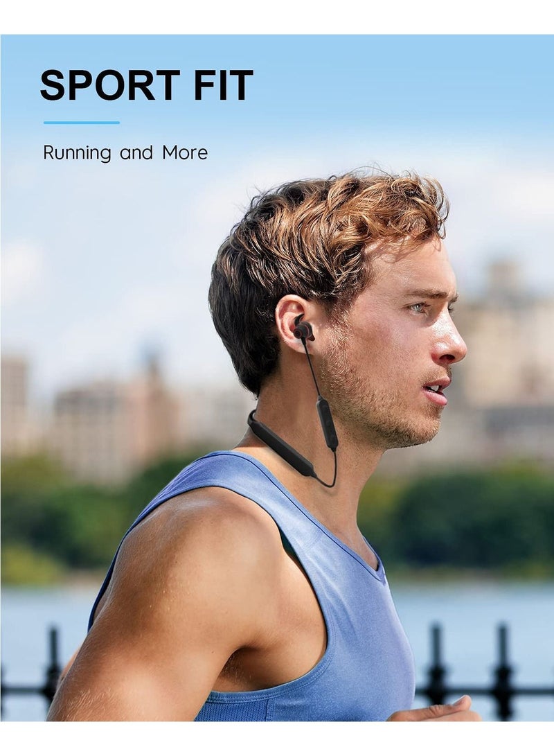 Bravo B1 Wireless Bluetooth Headphones Earbuds Neckband with 38Hrs Playtime for Sports Sweatproof & IPX5 Waterproof Wireless Headset（Black）