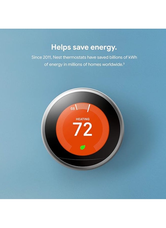 Nest - Nest 3rd Generation learning programmable Thermostat Carbon Black T3016US - Image 1