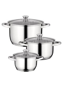 6-Piece Cookware Set Gourmet Stainless Steel(1xCovered Casserole, 1xCovered Casserole, 1xCovered Stockpot, 3xLids) - pzsku/ZF7E2D03CB69690529E02Z/45/_/1684402511/e7355e9b-de89-4798-b379-c0df0e725c38