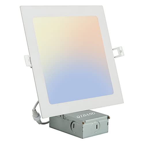 QIBANG Square Led Recessed Light 8 inch Dimmable with Junction Box,3CCT 3000K/4000K/6000K Selectable,1600LM CRI90+18W Ultra-Thin led recessed Light Square Canless Downlight High Brightness,1Pack - Image 1