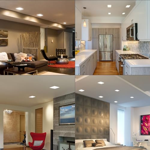 QIBANG Square Led Recessed Light 8 inch Dimmable with Junction Box,3CCT 3000K/4000K/6000K Selectable,1600LM CRI90+18W Ultra-Thin led recessed Light Square Canless Downlight High Brightness,1Pack - Image 2