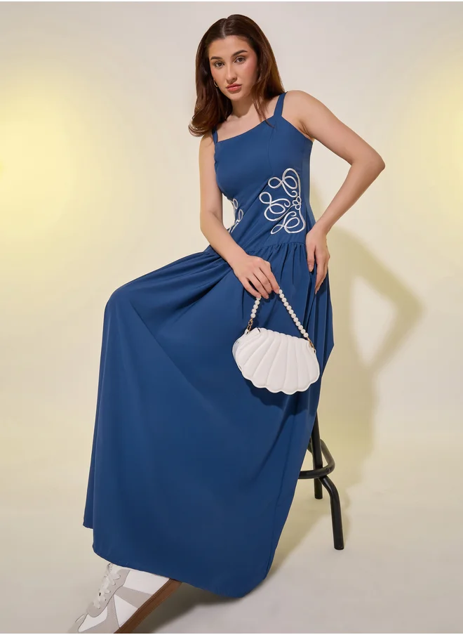 ستايلي Embroidered Strappy A-Line Maxi Dress