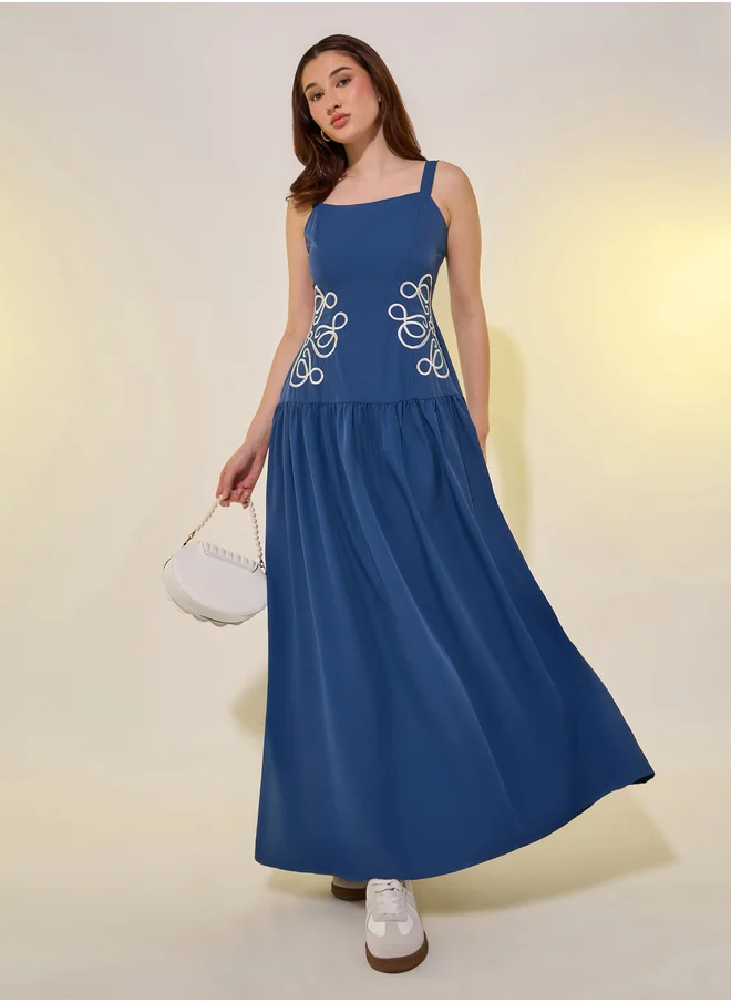 ستايلي Embroidered Strappy A-Line Maxi Dress