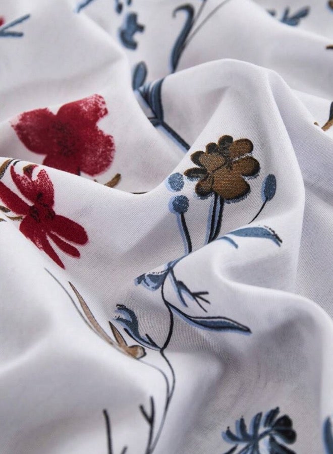 LUNA Home Queen size 6-piece blue bedding set featuring a botanical floral design duvet cover.  - Image 5