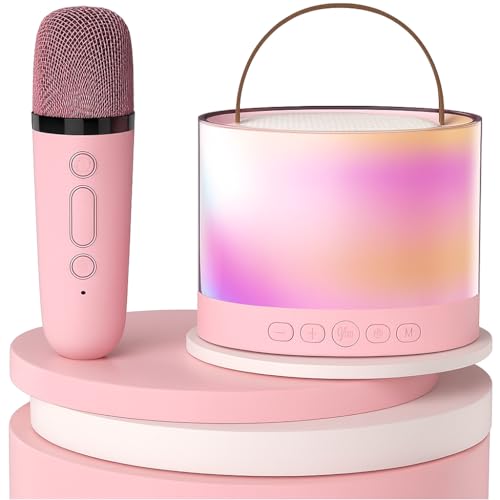 QLECT Portable Karaoke Bluetooth Speaker with Wireless Mic, 5W HiFi Sound, RGB LED Lights, Voice Change Effects, Rechargeable, for Kids & Adults, Home & Outdoor Party(Pink) - Image 1