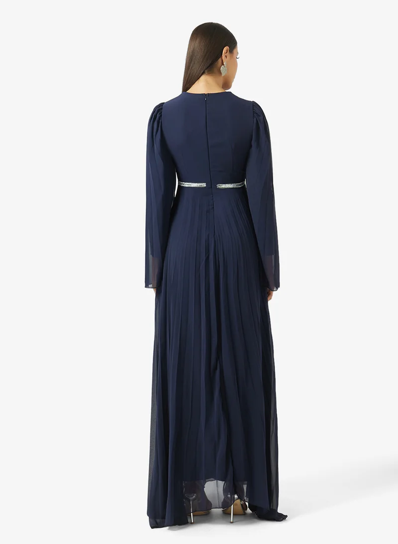 خزانة Pleated Dress With Embellished Waistline