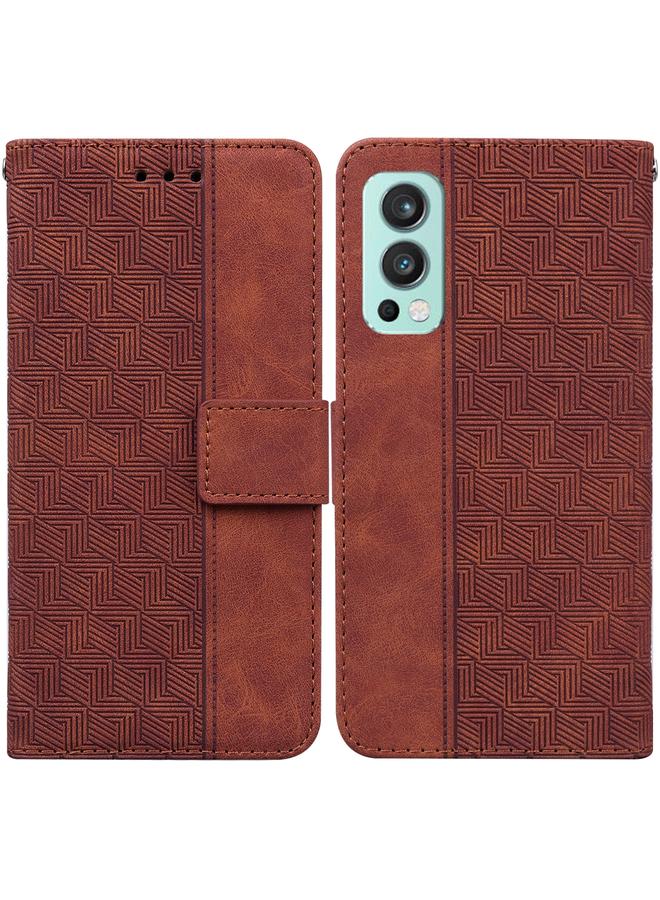 S-TOP Case For OnePlus Nord 2 5G Geometric Embossed Leather Phone Case - Image 1