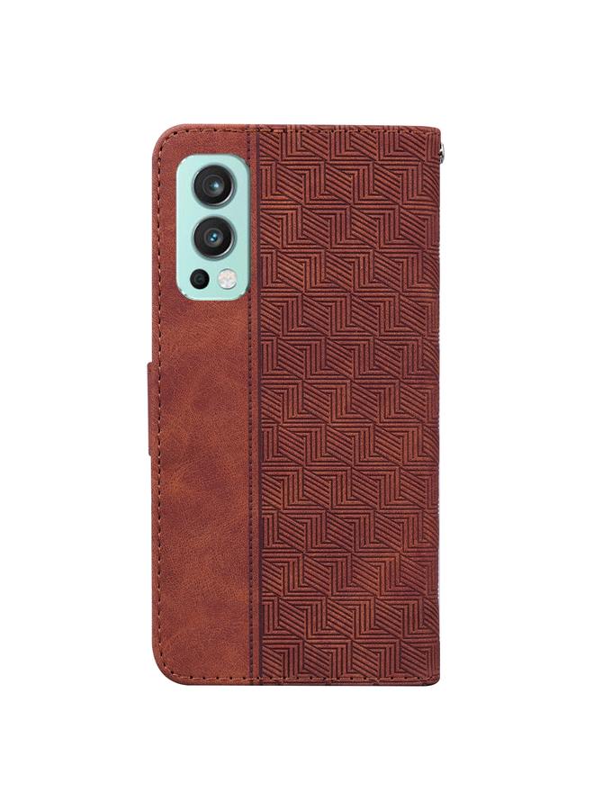 S-TOP Case For OnePlus Nord 2 5G Geometric Embossed Leather Phone Case - Image 3