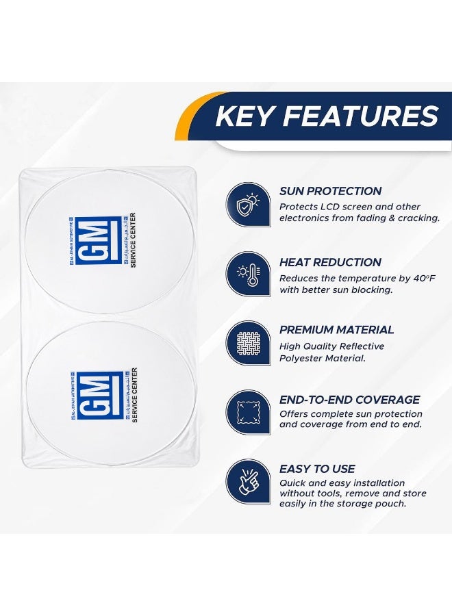 GM Service Center Foldable Car Windshield Sunshade, Universal Front Windshield Sun Shade UV Block Heat Insulation Reflective Foldable Sun Visor Protector for Cars, SUVs, Sedans, Trucks with Storage Pouch, Easy Install - Image 3