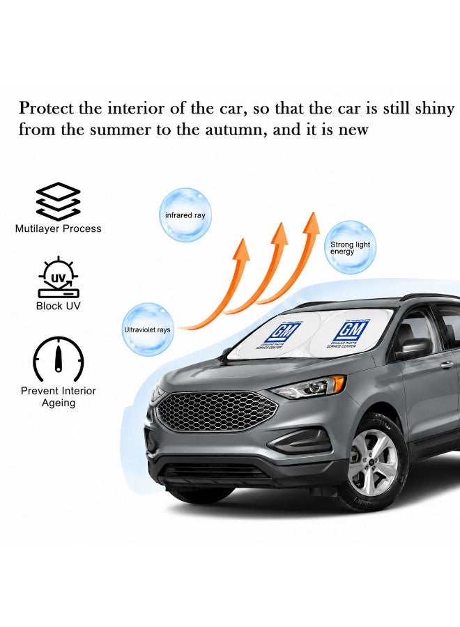 GM Service Center Foldable Car Windshield Sunshade, Universal Front Windshield Sun Shade UV Block Heat Insulation Reflective Foldable Sun Visor Protector for Cars, SUVs, Sedans, Trucks with Storage Pouch, Easy Install - Image 5