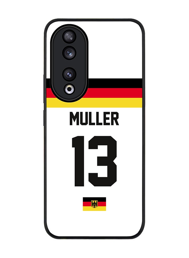 Stylizedd Rugged Black edge case for Honor 90 5G, Slim fit Case Flexible Anti Drop TPU Gel Thin Cover - Football Team - Germany, Player Name - Muller - Image 1