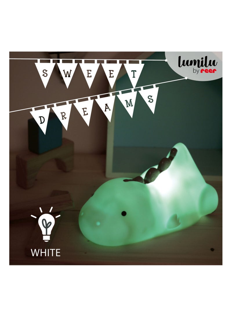 REER Lazy Friends lumilu Dino Night Light, Cute Dinosaur Night Light with 2 Brightness Levels, Green/Neutral - Image 4