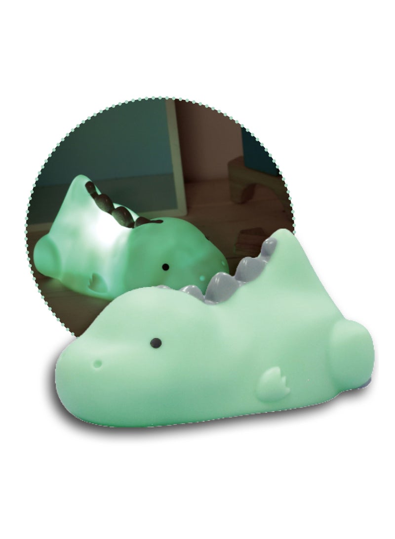 REER Lazy Friends lumilu Dino Night Light, Cute Dinosaur Night Light with 2 Brightness Levels, Green/Neutral - Image 1