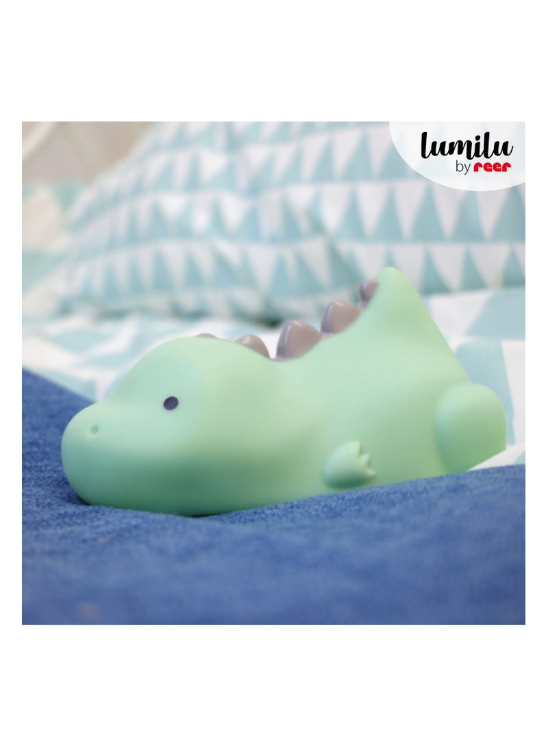REER Lazy Friends lumilu Dino Night Light, Cute Dinosaur Night Light with 2 Brightness Levels, Green/Neutral - Image 3