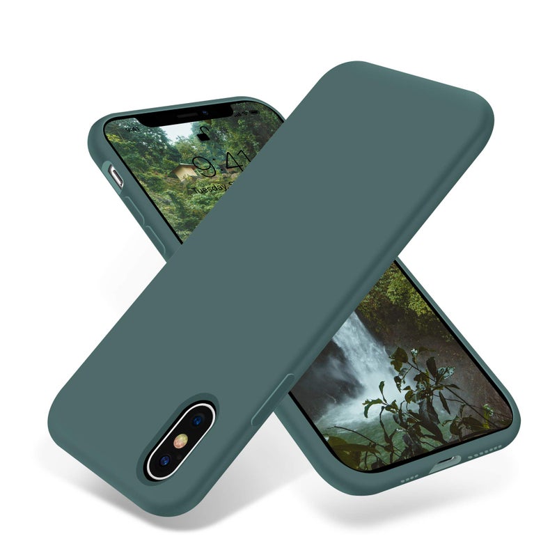 OTOFLY iPhone Xs Max CaseUltra Slim Fit iPhone Case Liquid Silicone Gel Cover with Full Body Protection AntiScratch Shockproof Case Compatible with iPhone Xs Max Upgraded Version Pine Green