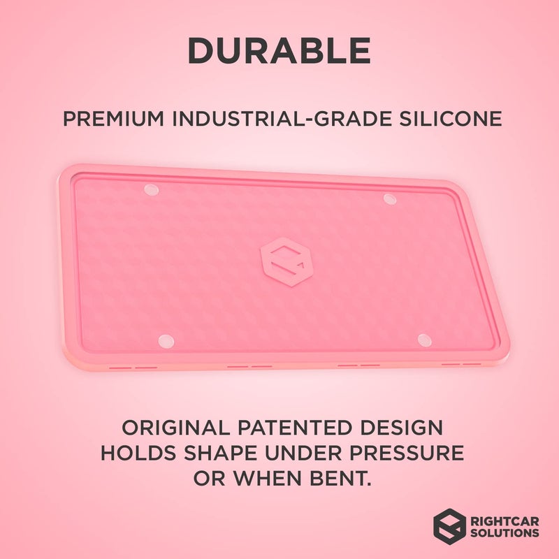 Rightcar Solutions Silicone License Plate Frame Rust Proof, Rattle Proof, Weather Proof Universal License Plate Holder for Front Or Rear, Street Legal, No Obstruction - Pink - Image 2