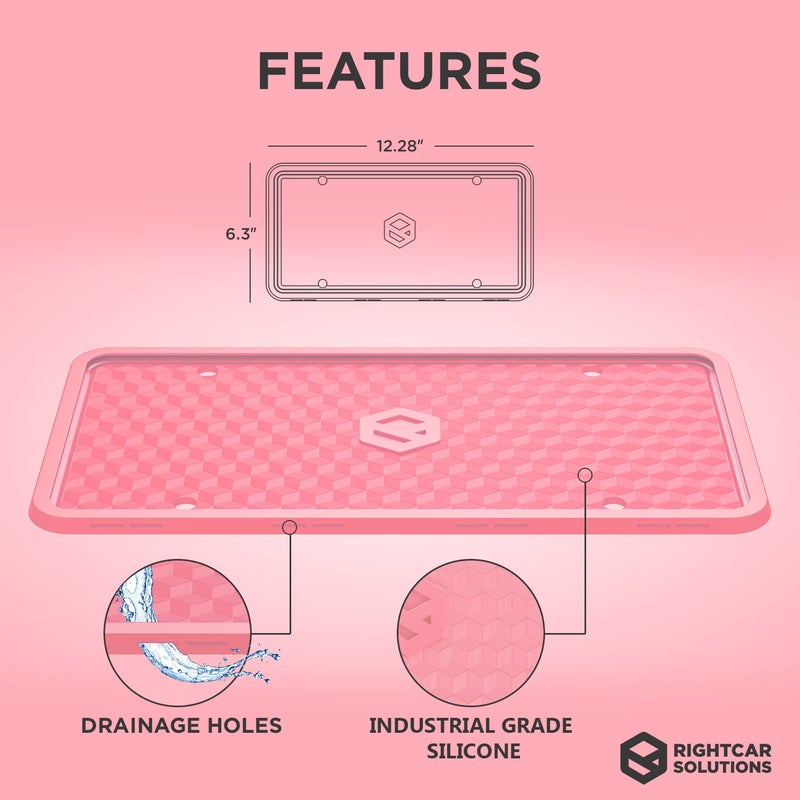 Rightcar Solutions Silicone License Plate Frame Rust Proof, Rattle Proof, Weather Proof Universal License Plate Holder for Front Or Rear, Street Legal, No Obstruction - Pink - Image 3