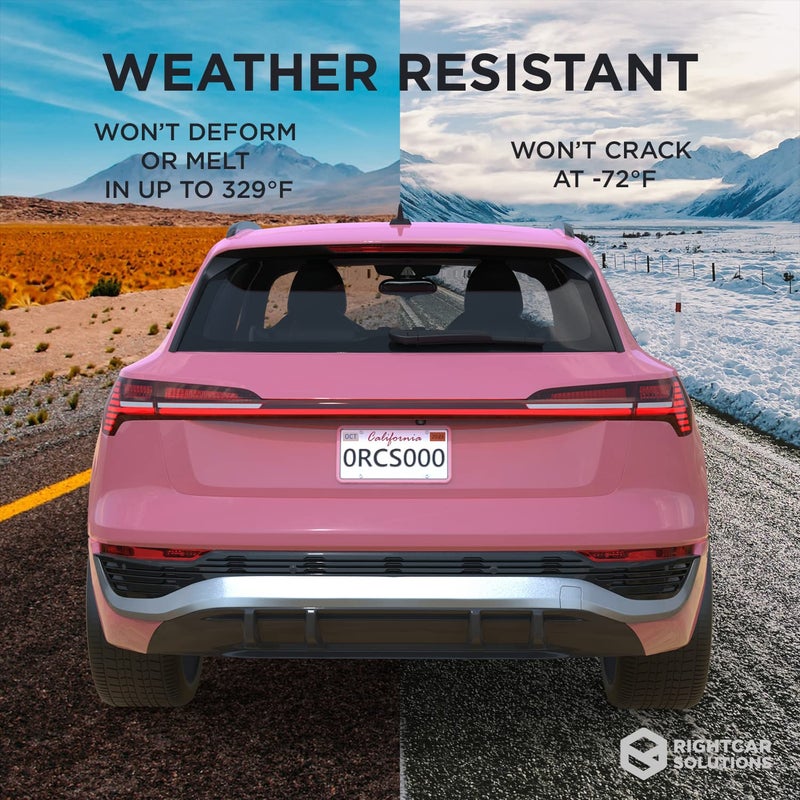 Rightcar Solutions Silicone License Plate Frame Rust Proof, Rattle Proof, Weather Proof Universal License Plate Holder for Front Or Rear, Street Legal, No Obstruction - Pink - Image 5