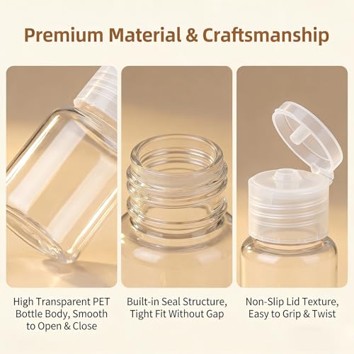 SYBL 24PCS 5ml/0.17oz(Non Squeezable) Empty Refillable Clear PET Plastic Flip Cap Dispenser Bottles Cosmetic Container Jar Pot Vial Sample Storage For Lotion Emulsion essential oil Facial Essence Perfume - Image 4