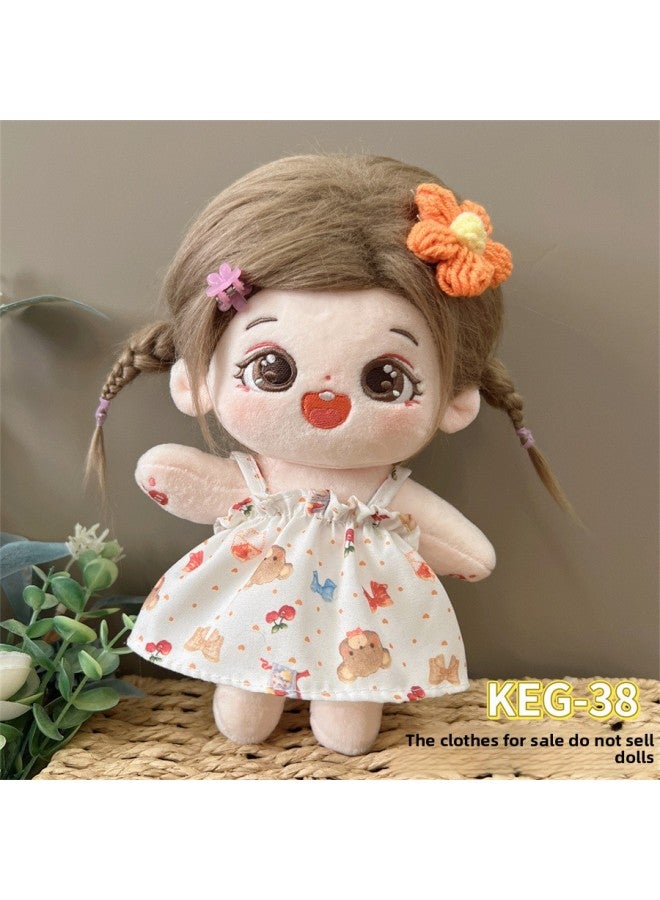 # 20cm Cotton Doll Clothes For Fat Body Can Be Worn Preppy Style Suit Plush Doll Dress Up Cute Baby Clothes Skirt-Color:20cm Cotton Clothes + Headwear (excluding Baby)-Specifications:KEG-38 - Image 1