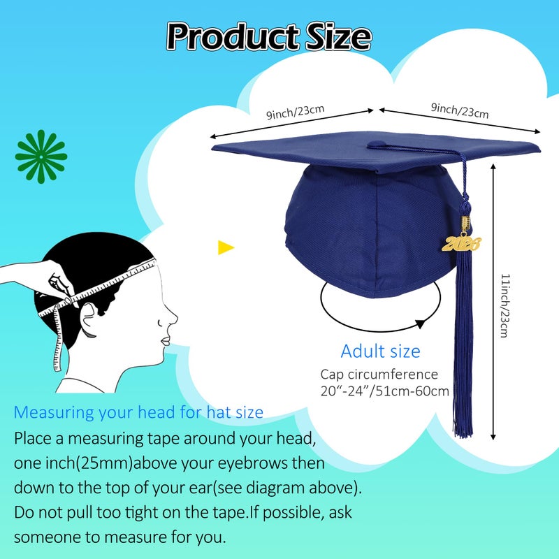D DODOU Unisex Adult Matte Graduation Cap and Gown Set with Honor Cord Gold Stoles for College School Bachelor Graduates (Royal Blue, 45) - Image 3