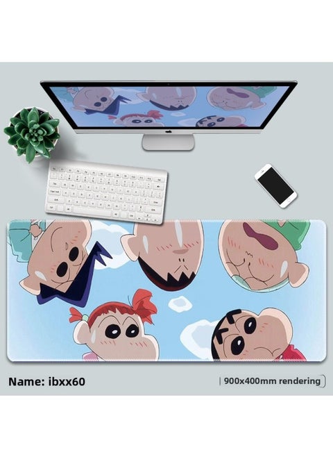 Crayon Small Mouse Pad Oversized Wrist Pad Cute Cartoon Anime Keyboard Pad Lock Edge Thickened Table Pad Custom Factory-Color:800x300mm 4mm-Pattern:lbxx60