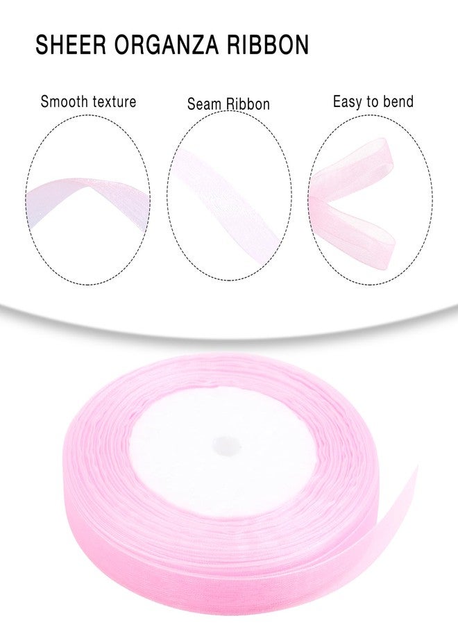 Hiswan 3/8 inch Sheer Organza Ribbon 50 Yards Pink Chiffon Ribbon for Gift Wrapping Christmas Halloween Decoration Crafts Wedding Bouquet Ribbons - Image 5