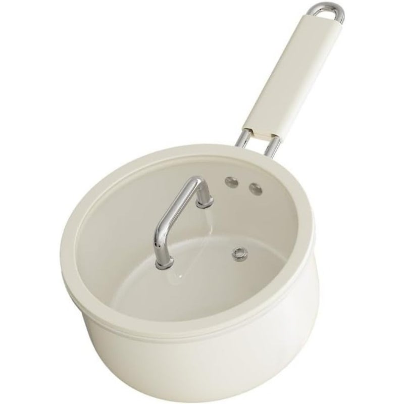 White ceramic nonstick saucepan with lid, 3.0QT, for home and restaurant cooking, stay-cool handle, PFOA/PFAS free, diameter 20 cm - Image 1