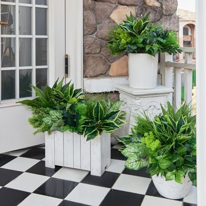 Clycaloor 18Pcs Outdoor Artificial Boxwood UV Resistant Fake Stems Plants, Faux Plastic Greenery for Indoor Outside Hanging Plants Garden Porch Window Box Home Wedding Farmhouse Dcor - Image 3