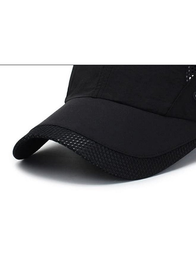 Alexvyan Breathable Net Men Sun Visor Cap Baseball Adjustable Sport Summer Cap For Golf Tennis Cricket Cycling Running Gym Cap- Sun Uv Protection (Black) - Image 2