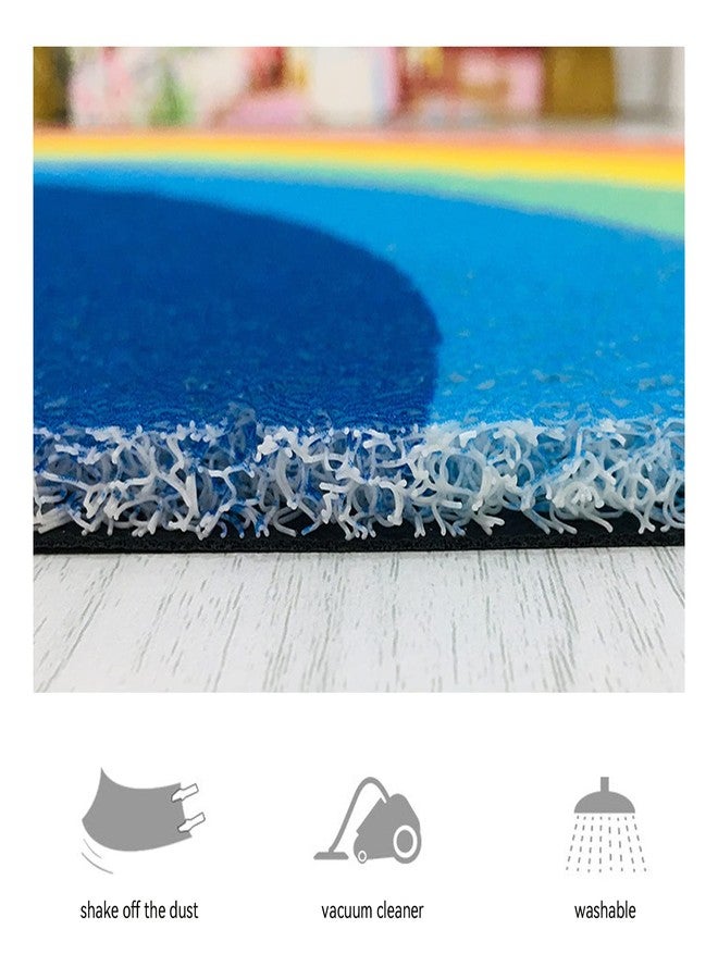 Buumin حصيرة باب نصف دائرية قوس قزح 15.7x31.5 بوصة | قاعدة PVC غير قابلة للانزلاق لثبات أفضل | تصميم جميل، سهل التنظيف، ومتين لحصيرة حمام ملونة للاستخدام في المنزل أو في الهواء الطلق - Image 3