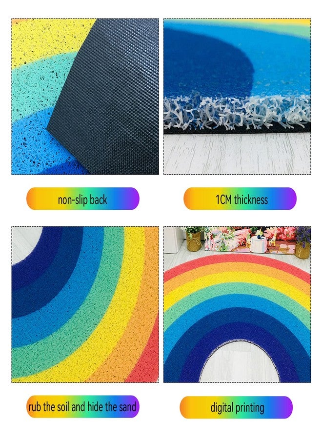 Buumin حصيرة باب نصف دائرية قوس قزح 15.7x31.5 بوصة | قاعدة PVC غير قابلة للانزلاق لثبات أفضل | تصميم جميل، سهل التنظيف، ومتين لحصيرة حمام ملونة للاستخدام في المنزل أو في الهواء الطلق - Image 2