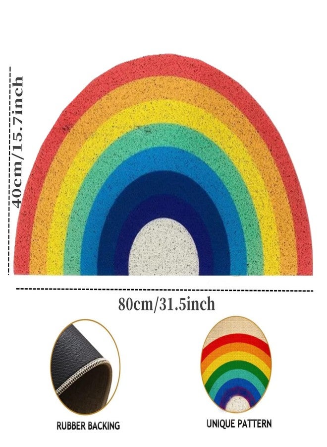 Buumin حصيرة باب نصف دائرية قوس قزح 15.7x31.5 بوصة | قاعدة PVC غير قابلة للانزلاق لثبات أفضل | تصميم جميل، سهل التنظيف، ومتين لحصيرة حمام ملونة للاستخدام في المنزل أو في الهواء الطلق - Image 4