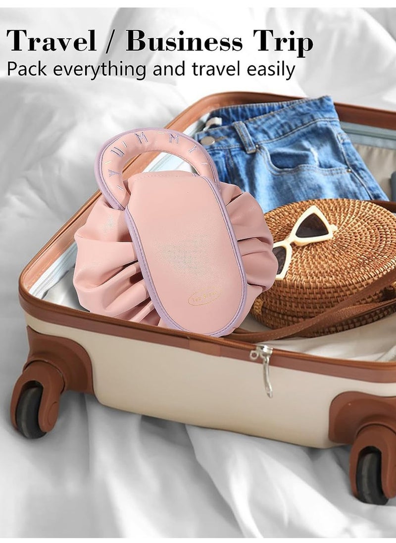 MONOGUE - Drawstring Makeup Bag Travel Makeup Organization Case Flat Lay Large Cosmetic Bag Suitable For Travel Gift And Daily Use - Image 1