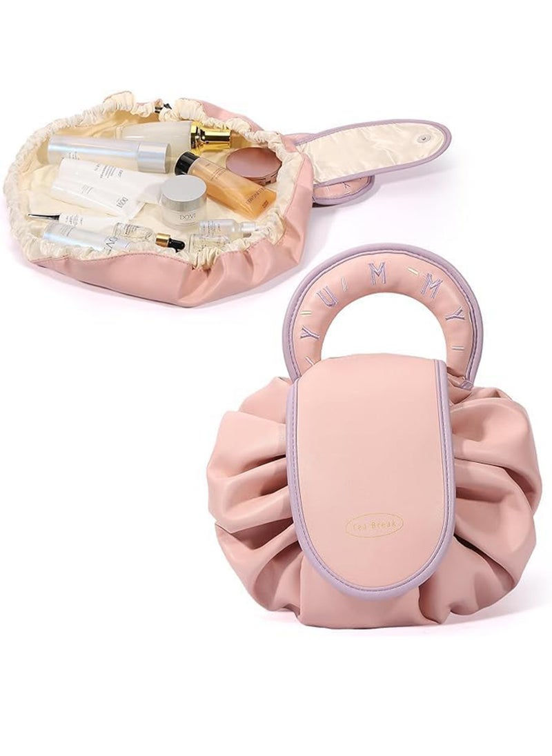 MONOGUE - Drawstring Makeup Bag Travel Makeup Organization Case Flat Lay Large Cosmetic Bag Suitable For Travel Gift And Daily Use - Image 1