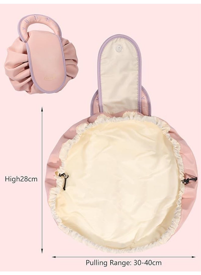 MONOGUE - Drawstring Makeup Bag Travel Makeup Organization Case Flat Lay Large Cosmetic Bag Suitable For Travel Gift And Daily Use - Image 1