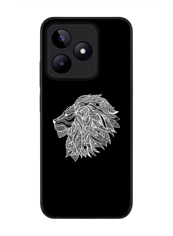 Stylizedd Rugged Black edge case for Realme C51 / Realme Note 50 4G, Slim fit Case Flexible Anti Drop TPU Gel Thin Cover - Lion Abstract - Image 1