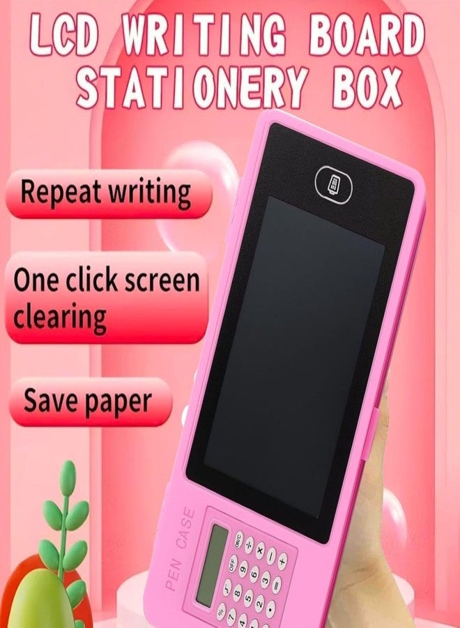KRySt LCD Writing Tablet Pencil Box with Calculator | Multifunctional Stationery Case for Kids | Drawing Board Pencil Case with Erase Button | Magic LCD Display & Storage Box | Random Colour (Pink) - Image 4