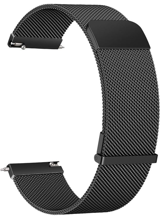 20mm Quick Release Stainless Steel Metal Watch Band for Men and Women, Compatible with Samsung Galaxy Watch 6, 5, 4 (40mm, 44mm), Watch 5 Pro (45mm), Watch 4, 6 Classic (42mm, 43mm, 46mm, 47mm). Magnetic Stainless Steel Metal Wristband for 20mm Watches - Black - Image 1