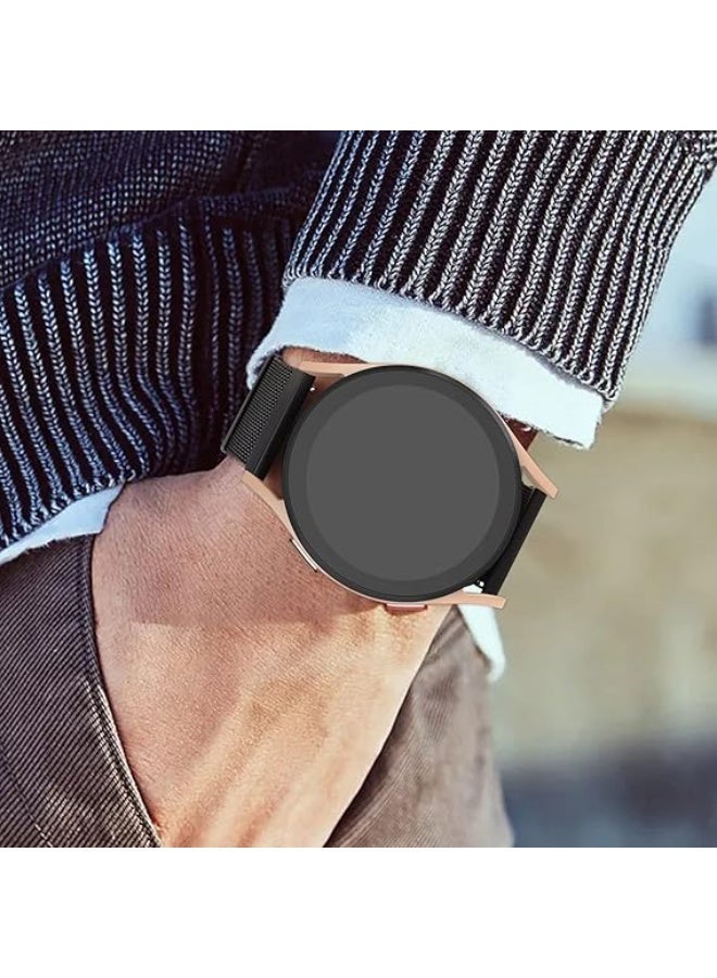 20mm Quick Release Stainless Steel Metal Watch Band for Men and Women, Compatible with Samsung Galaxy Watch 6, 5, 4 (40mm, 44mm), Watch 5 Pro (45mm), Watch 4, 6 Classic (42mm, 43mm, 46mm, 47mm). Magnetic Stainless Steel Metal Wristband for 20mm Watches - Black - Image 3