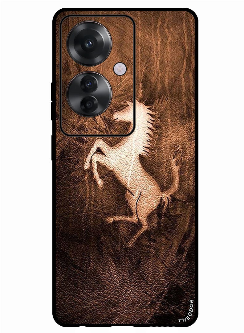 Theodor Protective Case Anti Scratch Shock Proof Bumper Cover For Oppo Reno 11F Leather Horse - Image 1