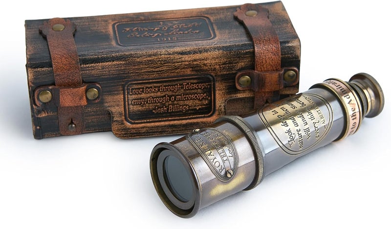 Super7One Handcrafted Telescope | in Box | 15 Inches | Functional Vintage Replica Brass Nautical Antique | Spyglass & Collectible Decor | - Image 1