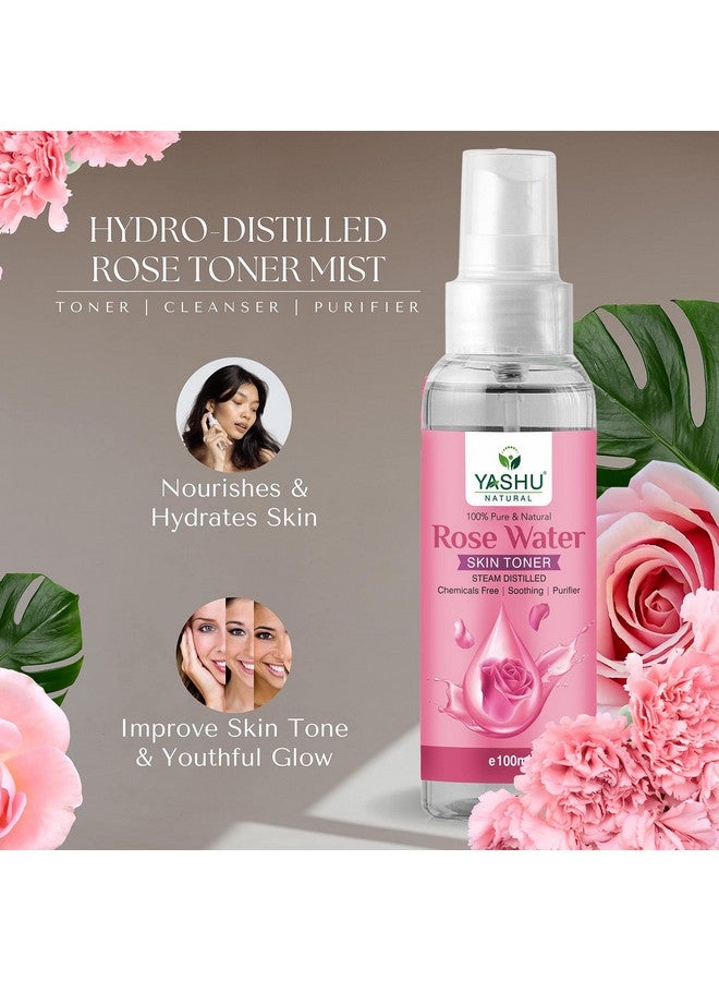 ياشو تونر الوجه المقطر بالبخار النقي بماء الورد لتوهج الوجه وتهدئته وتفتيحه والتحكم في الزيوت (100 مل × عبوتين) - Image 3