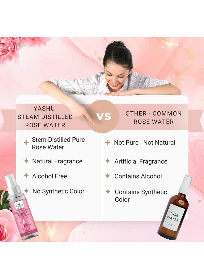 ياشو تونر الوجه المقطر بالبخار النقي بماء الورد لتوهج الوجه وتهدئته وتفتيحه والتحكم في الزيوت (100 مل × عبوتين) - Image 4