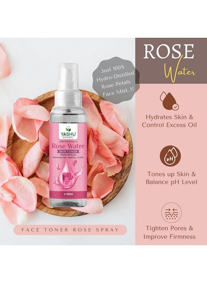 ياشو تونر الوجه المقطر بالبخار النقي بماء الورد لتوهج الوجه وتهدئته وتفتيحه والتحكم في الزيوت (100 مل × عبوتين) - Image 2