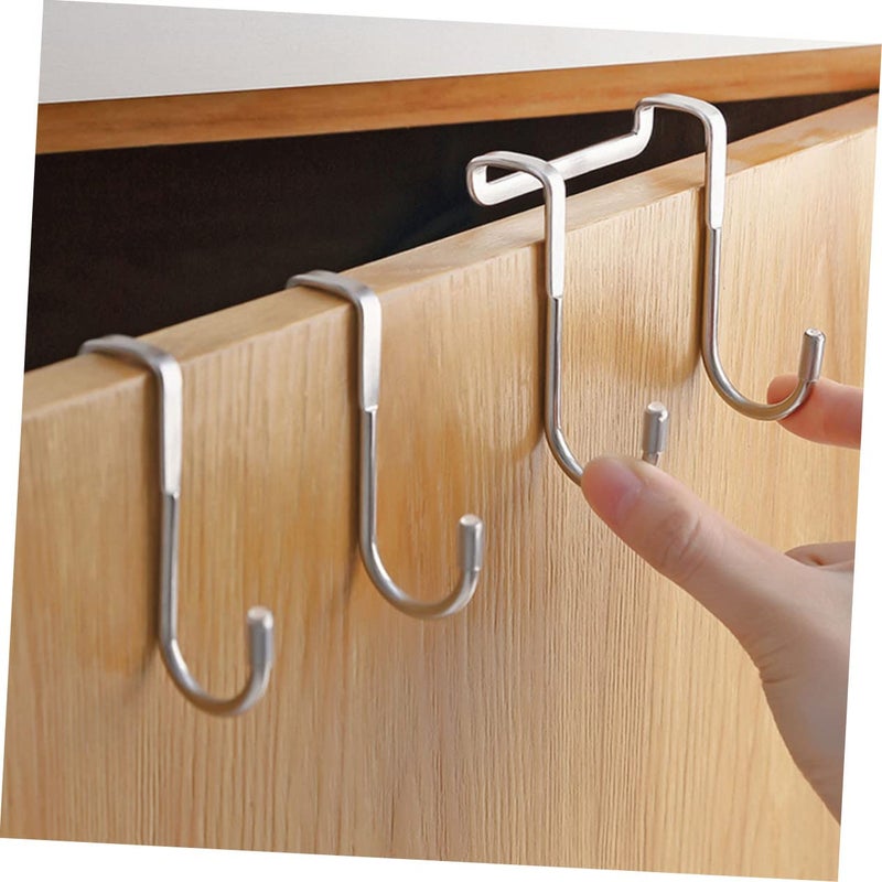 4 Stainless Steel Over Door Hooks Bathroom Towel Organizer Space Saving Non Damaging - Image 5