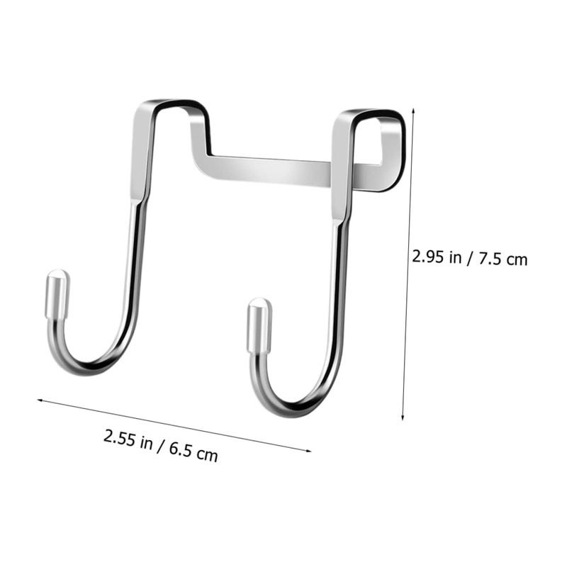 4 Stainless Steel Over Door Hooks Bathroom Towel Organizer Space Saving Non Damaging - Image 3