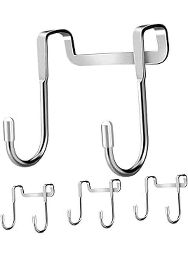 4 Stainless Steel Over Door Hooks Bathroom Towel Organizer Space Saving Non Damaging - Image 1