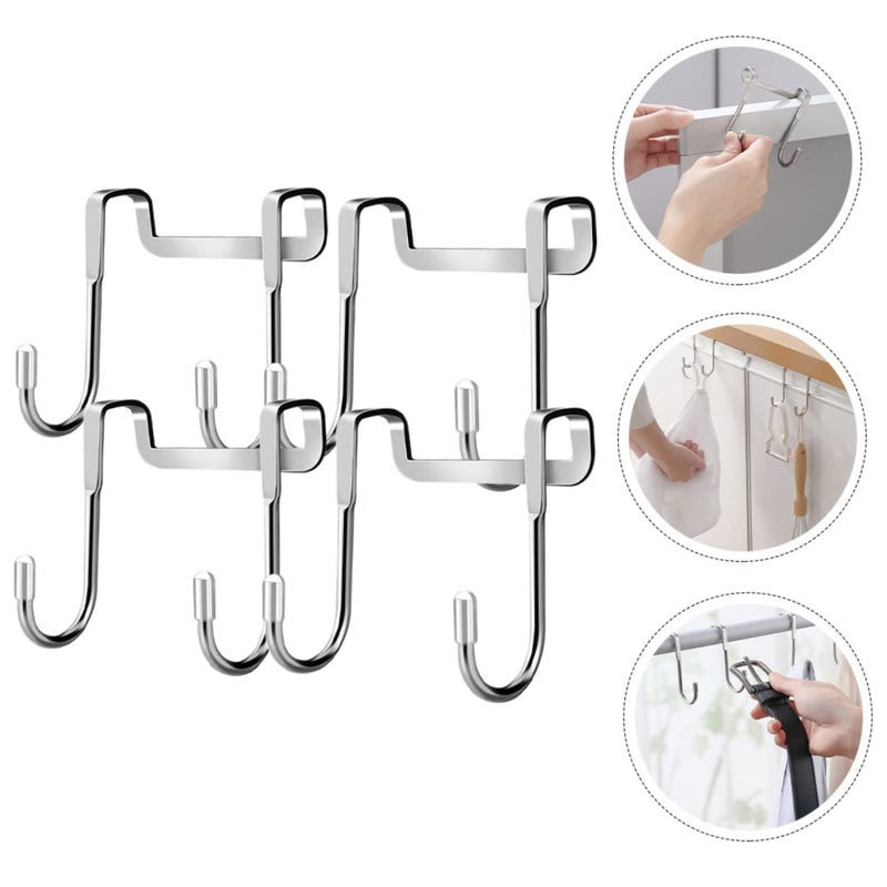 4 Stainless Steel Over Door Hooks Bathroom Towel Organizer Space Saving Non Damaging - Image 4