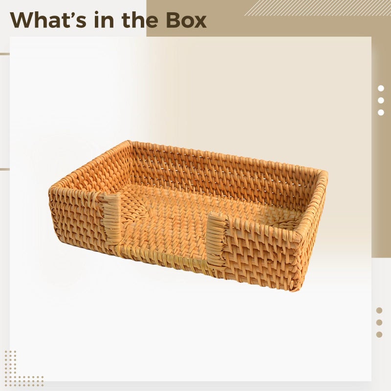 Nordic Rattan Napkin Holder Woven Tissue Basket Rectangular Organizer 9 45 X 5 9 X 2 36 In - Image 4